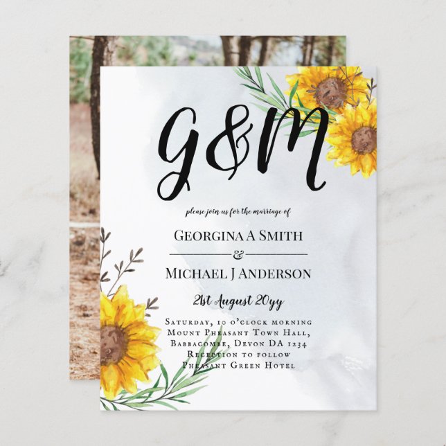 ORÇAMENTO Moderno Convite de casamento Amarelo de  (Frente/Verso)