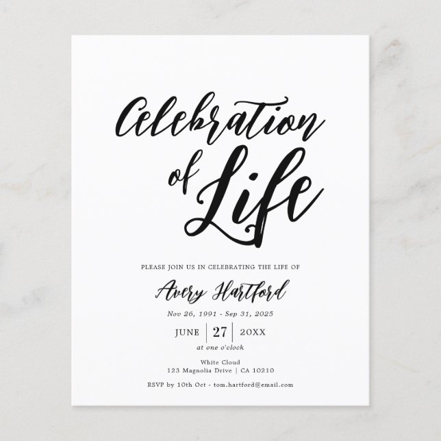 Orçamento Moderno Serviço Funeral Celebração da Vi (Frente)