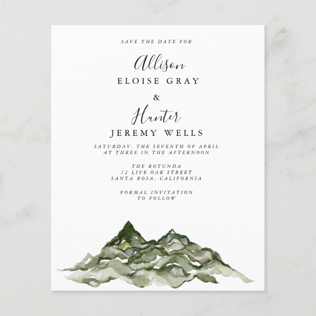 Orçamento Montanha Salve o Folheto de Data (Frente)