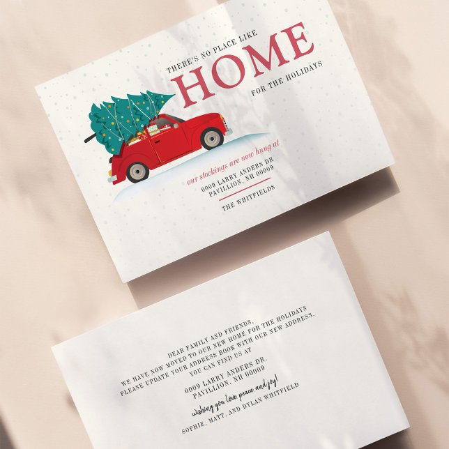 Orçamento Movimentamos Novo Endereço para Feriados (Boho Holiday Watercolor Red Car Moving Announcement Card)
