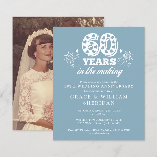 Orçamento no Convite de Foto do 60º Aniversário do (Frente/Verso)
