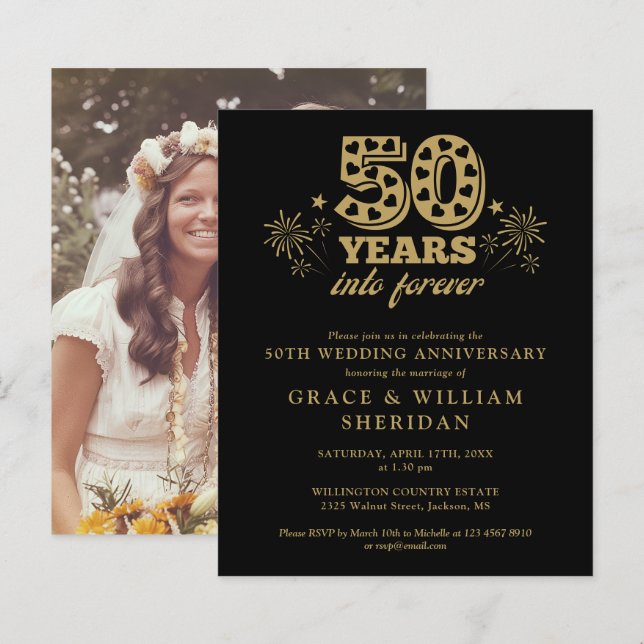 Orçamento no Forever 50 Aniversário de Foto Convid (Frente/Verso)