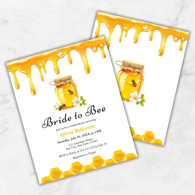 Orçamento Noiva de Mel para Chá de panela de Abelh (Budget Yellow Honey Bride to Bee Bridal Shower Invitation )