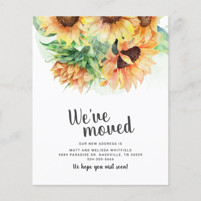 Orçamento Nós Mudamos Aquarela Girassol Mudança (Frente)