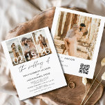 Orçamento O Casamento da Foto Código QR Convite<br><div class="desc">O Casamento do Código QR Elegante Moderno,  Quatro (4) Colagem de Fotos e Grande Convite Minimalista de Casamento de Data. Os cartões de convite para o casamento contêm uma tipografia moderna que é elegante,  simples e moderna para usar depois de você celebrar o dia de casamento simples e minimalista.</div>