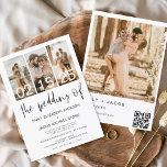 Orçamento O Casamento da Foto Código QR Minimalist<br><div class="desc">Apresentando "O Casamento do Moderno Elegante Quatro (4) Colagem de Fotos e Grande Convite Minimalista de Casamento de Data" - uma mistura de sofisticação e simplicidade contemporâneas. Estes convites apresentam uma tipografia moderna que exude elegância, simplicidade e um toque de modernidade, perfeita para a sua celebração minimalista de casamento. O...</div>