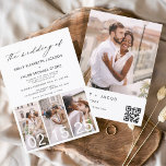 Orçamento O Casamento do Código de QR Minimalista<br><div class="desc">Apresentando "O Casamento do Moderno Elegante Quatro (4) Colagem de Fotos e Grande Convite Minimalista de Casamento de Data" - uma mistura de sofisticação e simplicidade contemporâneas. Estes convites apresentam uma tipografia moderna que exude elegância, simplicidade e um toque de modernidade, perfeita para a sua celebração minimalista de casamento. O...</div>