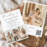 Orçamento O Casamento do Código de QR Minimalista<br><div class="desc">O Casamento do Moderno Elegante Quatro (4) Colagem de Fotos e Grande Data QR Código Minimalista de Casamento Convite. Os cartões de convite para o casamento contêm uma tipografia moderna que é elegante,  simples e moderna para usar depois de você celebrar o dia de casamento simples e minimalista.</div>