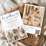 Orçamento O Casamento do Código de QR Minimalista<br><div class="desc">Apresentando "O Casamento do Moderno Elegante Quatro (4) Colagem de Fotos e Grande Convite Minimalista de Casamento de Data" - uma mistura de sofisticação e simplicidade contemporâneas. Estes convites apresentam uma tipografia moderna que exude elegância, simplicidade e um toque de modernidade, perfeita para a sua celebração minimalista de casamento. O...</div>
