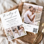 Orçamento O Casamento do Código de QR Minimalista<br><div class="desc">Apresentando "O Casamento do Moderno Elegante Quatro (4) Colagem de Fotos e Grande Convite Minimalista de Casamento de Data" - uma mistura de sofisticação e simplicidade contemporâneas. Estes convites apresentam uma tipografia moderna que exude elegância, simplicidade e um toque de modernidade, perfeita para a sua celebração minimalista de casamento. O...</div>