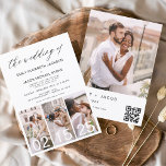 Orçamento O Casamento do Código de QR Minimalista<br><div class="desc">Apresentando "O Casamento do Moderno Elegante Quatro (4) Colagem de Fotos e Grande Convite Minimalista de Casamento de Data" - uma mistura de sofisticação e simplicidade contemporâneas. Estes convites apresentam uma tipografia moderna que exude elegância, simplicidade e um toque de modernidade, perfeita para a sua celebração minimalista de casamento. O...</div>