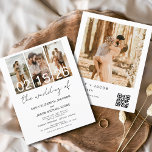Orçamento O Código QR de Casamento Convite<br><div class="desc">O Casamento do Código QR Elegante Moderno,  Quatro (4) Colagem de Fotos e Grande Convite Minimalista de Casamento de Data. Os cartões de convite para o casamento contêm uma tipografia moderna que é elegante,  simples e moderna para usar depois de você celebrar o dia de casamento simples e minimalista.</div>