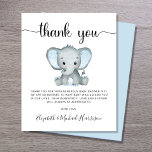 Orçamento Obrigado Chá de fraldas Elefante Azul<br><div class="desc">Cartões de agradecimentos de chá bonitinho e amigável com "obrigado você" em um roteiro de na moda com pestanas e uma aquarela de elefante para bebês. Por baixo,  personalize seu obrigado,  deixe uma mensagem ou vazio para uma nota manuscrita.</div>