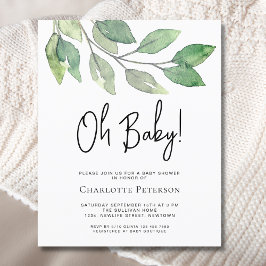 Orçamento Oh Baby Greenery Chá de fraldas Convite