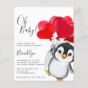 Orçamento Oh Baby Penguin Chá de fraldas Convite