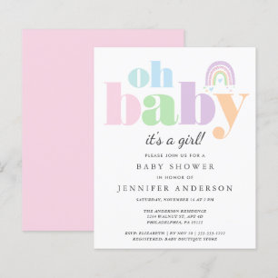 Orçamento Oh Bebê Rainbow Baby Girl Convite Chá