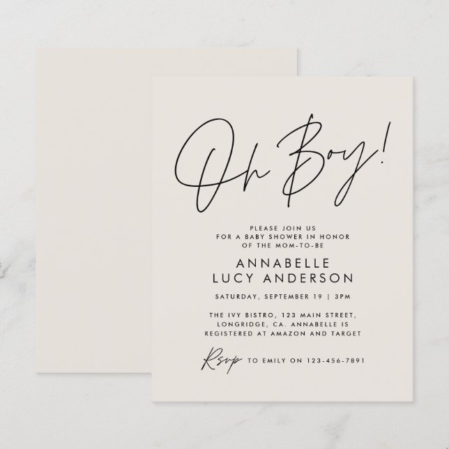orçamento oh Boy chá de fraldas creme neutro (Frente/Verso)