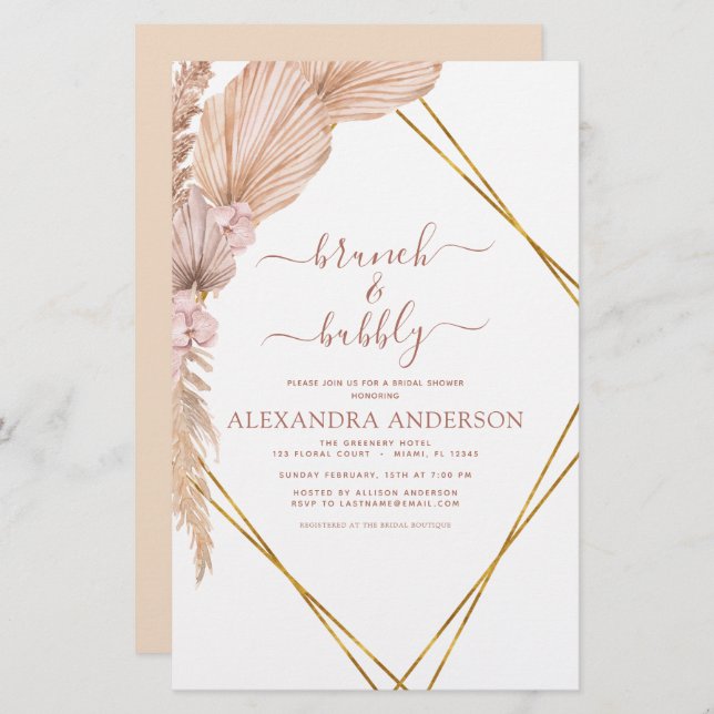 Orçamento Pampas Grass Brunch Bubble Boho (Frente/Verso)