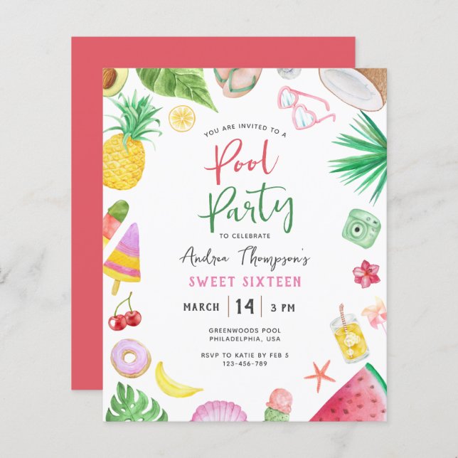 Orçamento Partido da Piscina Moderna Verão Doce 16 (Frente/Verso)