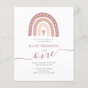 Orçamento Pastel Rosa Arco-Íris Boho Primeiro Aniv
