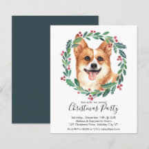 Orçamento Pembroke Welsh Corgi Dog Convite de Nata