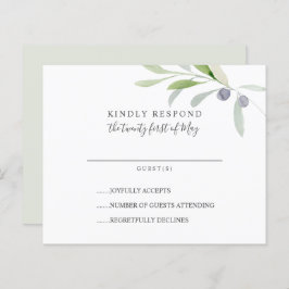 ORÇAMENTO Pintado Folhas de Oliva RSVP de Casament