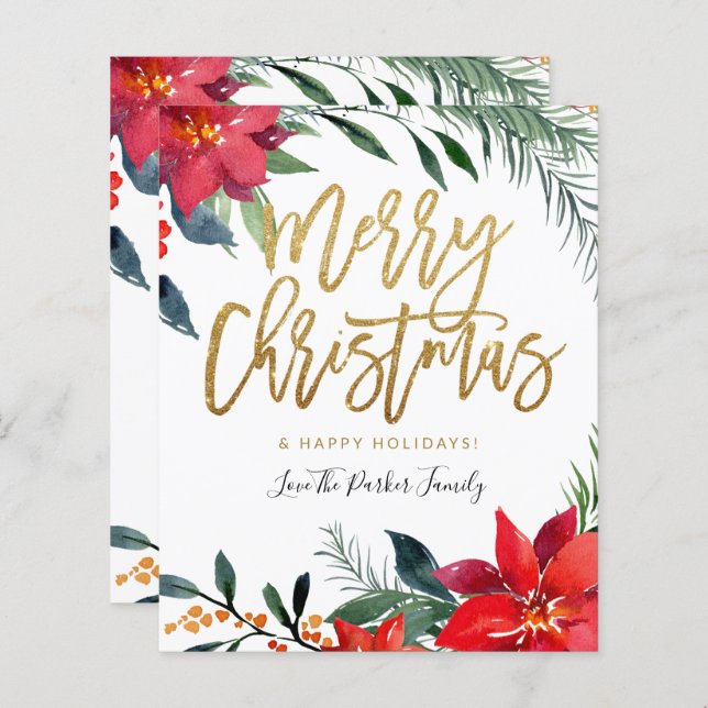 Orçamento Poinsettia Floral Feliz Natal (Frente/Verso)