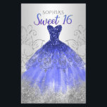 Orçamento Prata Real Vestido Azul Doce 16 Convite<br><div class="desc">Orçamento Prata Royal Blue Sparkle Vestido Doce Doce 16 Aniversário Convite</div>