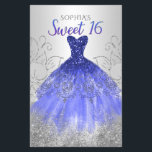 Orçamento Prata Real Vestido Azul Doce 16 Convite<br><div class="desc">Orçamento Prata Royal Blue Sparkle Vestido Doce Doce 16 Aniversário Convite</div>