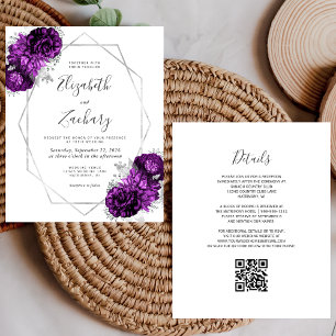 Orçamento Prata Roxo Floral Branco Código QR Casam
