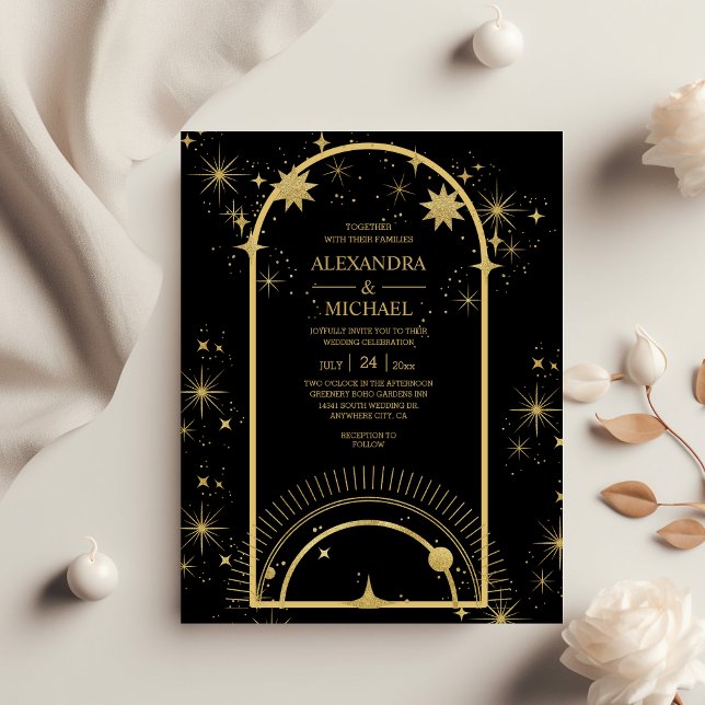 Orçamento Preto Dourado Estrelas Celestiais Casame (Criador carregado)