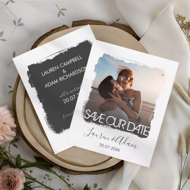 Orçamento Preto e Branco Foto Save the Date (Criador carregado)