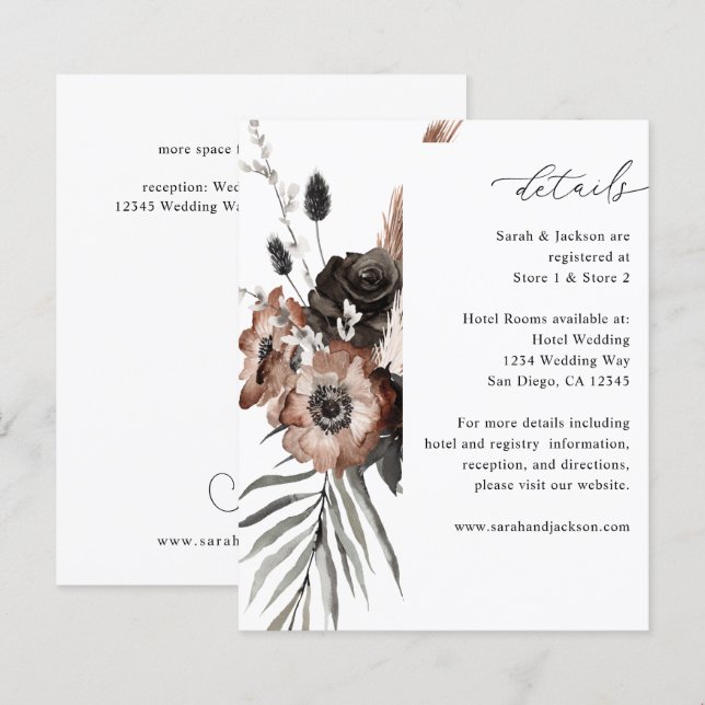 Orçamento Preto & Floral Natural Boho Detalhes (Frente/Verso)