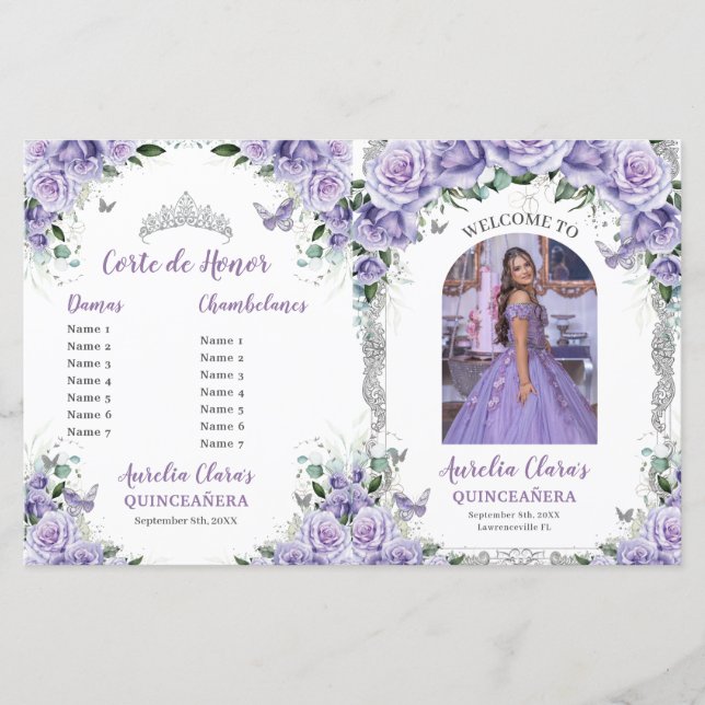 Orçamento Programa de Fotos Roxo Floral Quinceaner (Frente)