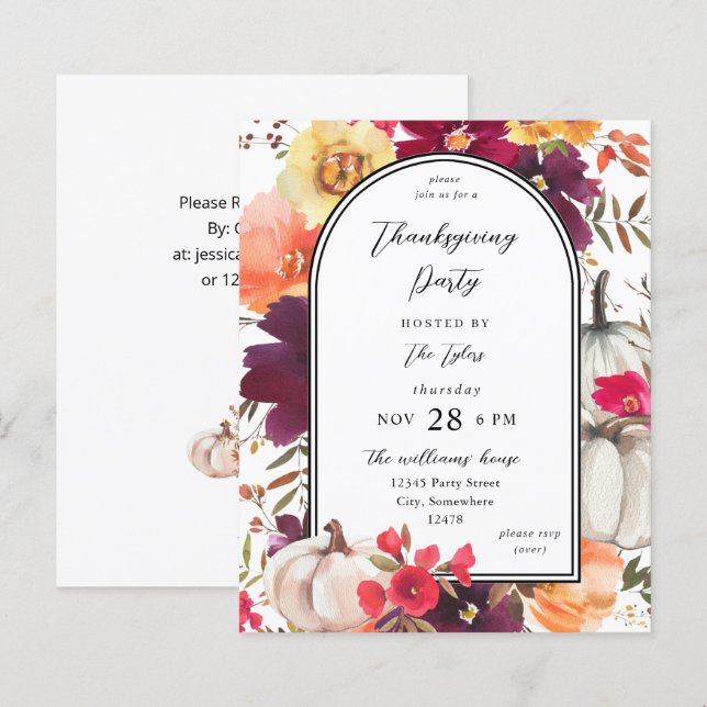 Orçamento Pumpkin Branco Queda Floral Ação de Graç (Frente/Verso)