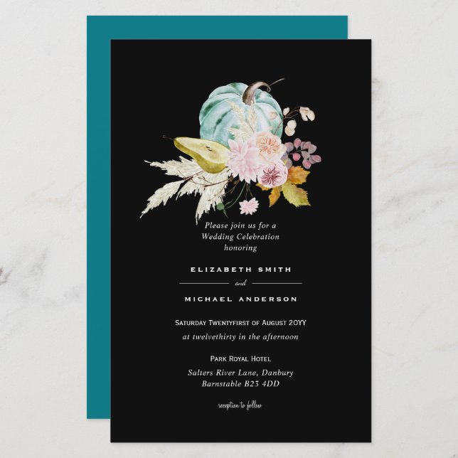 ORÇAMENTO Pumpkin FALL Ação de Graças Convite de c (Frente/Verso)