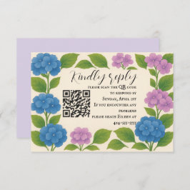 Orçamento Puro/Azul Hydrangea QR Code RSVP Card