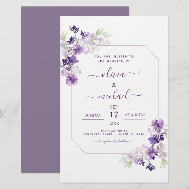 Orçamento Púrpura Casamento Floral Verde (Frente/Verso)