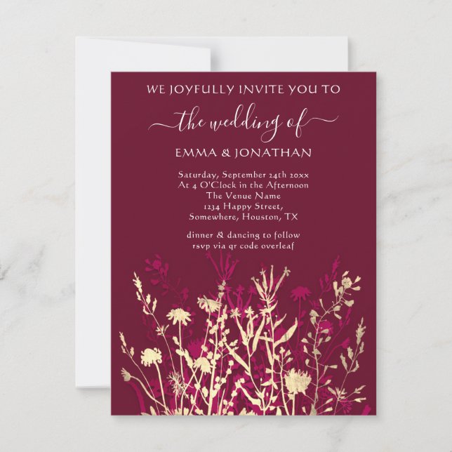 Orçamento QR CÓDIGO Floral Dourado Marsala (Frente)