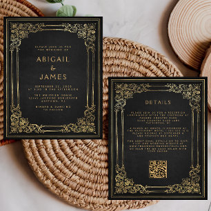 Orçamento Quadro Vintage Preto Dourado Código QR C
