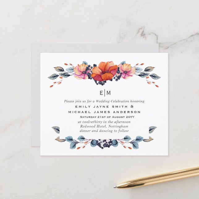 Orçamento Queimado Convites de Casamento Verde Lar (Frente/Verso In Situ)