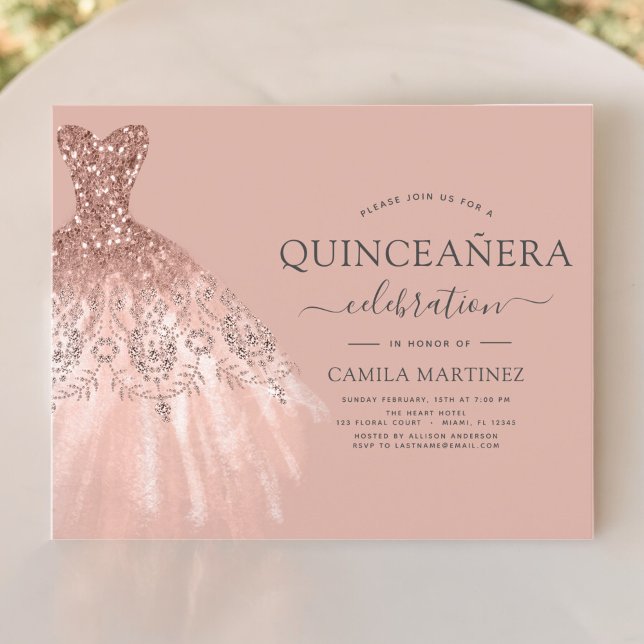 Orçamento Quinceanera Blush Cor-de-Rosa Convite (Criador carregado)