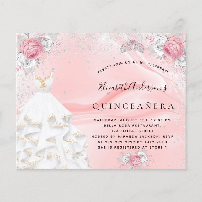 Orçamento Quinceanera blush cor-de-rosa vestido ti (Frente)