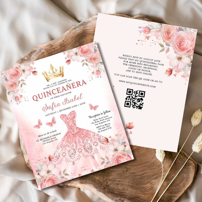 Orçamento Quinceañera Código QR Cor - de-Laca Rosa (Criador carregado)