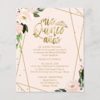 Orçamento Quinceanera Convite Bilíngue Lente Rosa