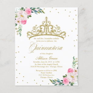 Orçamento Quinceanera Convite Bilíngue Tiara