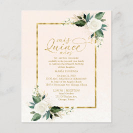 Orçamento Quinceanera Convite Rosa Dourado Floral