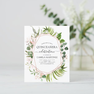 Orçamento Quinceanera Eucalipto Dourado Rosa Geomé