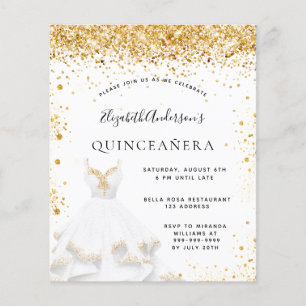 Orçamento Quinceanera ouro branco pó brilhante