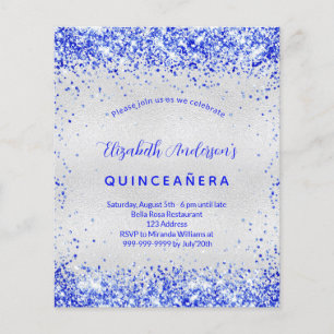 Orçamento Quinceanera prata convite azul real